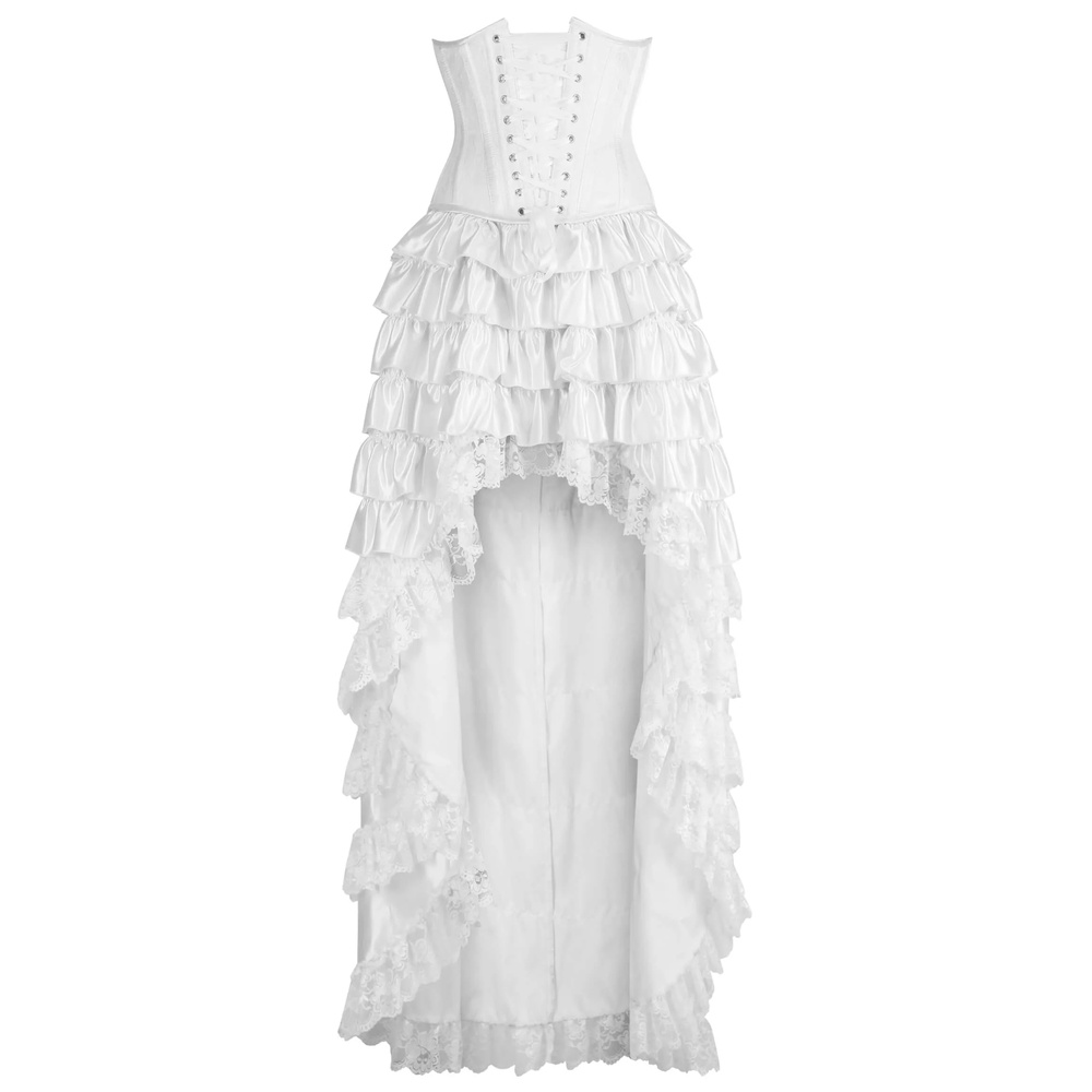 Attitude Corsets - Yori Rococo Underbust Langes Korsett Kleid - Weiß
